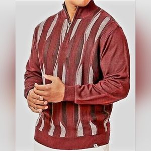Sapony by Anthropology Men's Rayon/Acrylic Sweater Quarter Zip, Maroon, Size 2X.